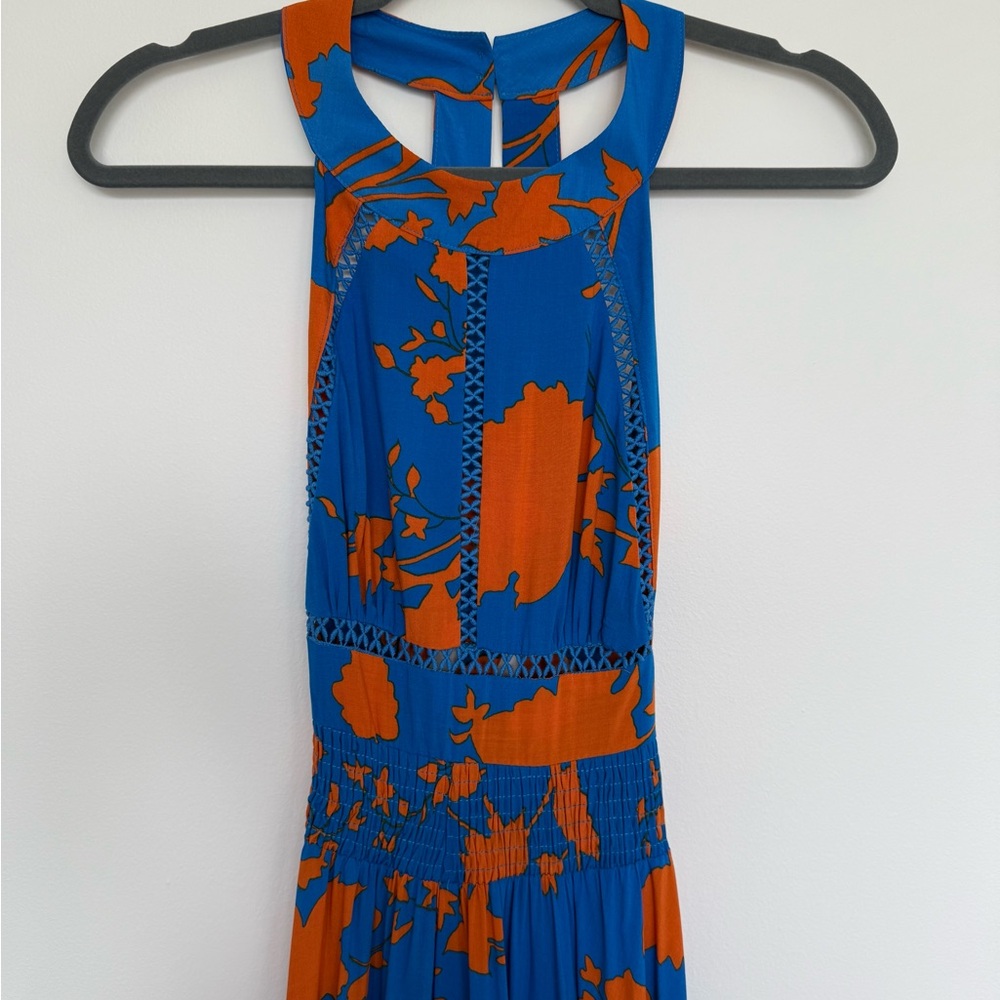 NWOT ABEL THE LABEL Blue & Orange Floral Maxi Dress - XS